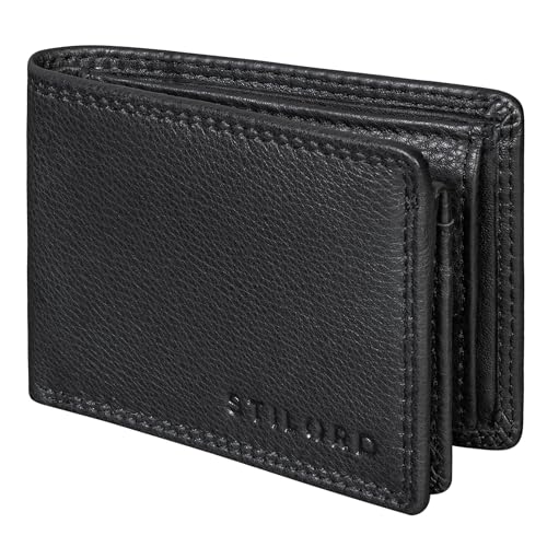 STILORD 'Matteo' Herren Mini Portemonnaie Leder Echtleder Geldbörse RFID Schutz modernes Design Brieftaschen für Männer mit Münzfach Geldbeutel klein Leather Slim Wallet, Farbe:schwarz von STILORD