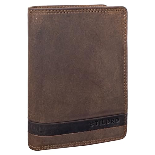 STILORD 'Matthis' Portemonnaie Herren Hochformat Leder RFID Geldbörse Vintage Geldbeutel Kartenportemonnaie Slim Wallet aus echtem Leder, Farbe:mittel - braun von STILORD