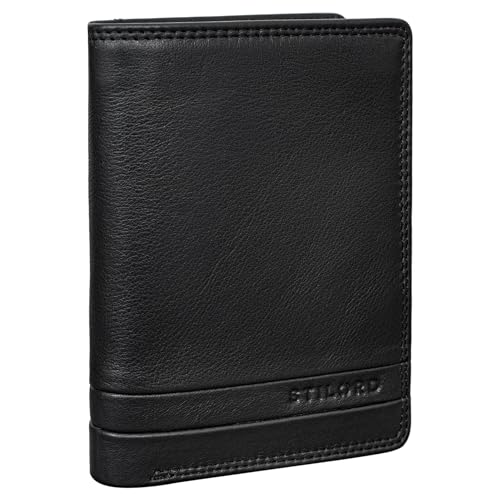 STILORD 'Matthis' Portemonnaie Herren Hochformat Leder RFID Geldbörse Vintage Geldbeutel Kartenportemonnaie Slim Wallet aus echtem Leder, Farbe:schwarz von STILORD