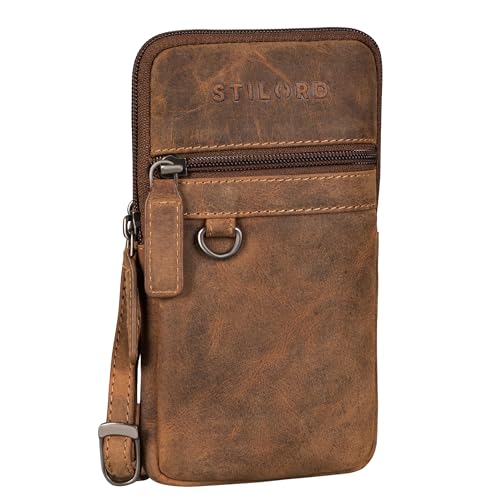 STILORD 'Mauve' Stylische 2 in 1 Hüfttasche Herren Leder - Multifunktionale Umhängetasche mit Gürtelschlaufe Bauchtasche Echtleder Handy-Tasche 7 Zoll Gürteltasche, Farbe:bergamo - braun von STILORD