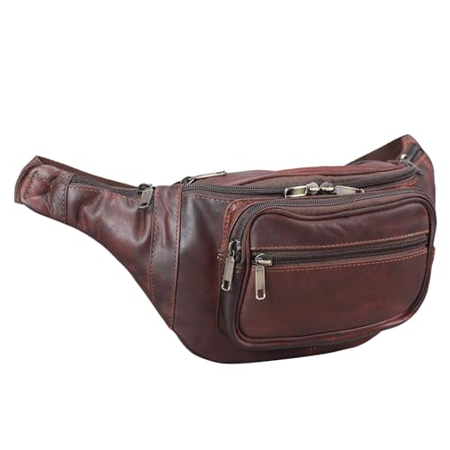 STILORD 'Maverick' Leder Bauchtasche Gürteltasche Umhängetasche Hüfttasche Kameratasche Handy Reise Festival Trekking Damen Herren weiches Leder, Farbe:Cognac - Dunkelbraun von STILORD