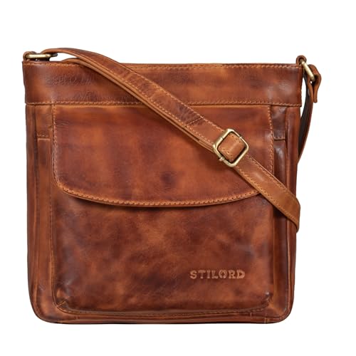 STILORD 'Melina' Vintage Damen Ledertasche Kleine Umhängetasche für Frauen Elegante Schultertasche Handtasche zum Ausgehen Freizeit Abendtasche Leder, Farbe:larino - braun von STILORD