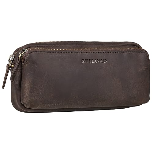 STILORD 'Melissa' Federmäppchen Leder Groß Vintage mit Reißverschluss Stiftemappe Großes Etui Schule Uni Echtleder Kosmetiktasche für Damen und Herren von STILORD