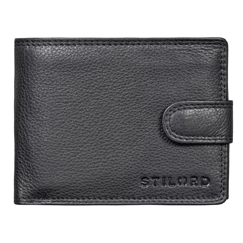 STILORD 'Merrick' RFID Geldbörse Herren Leder, Groß Brieftasche Männer, Portmonee Retro Männergeschenke, Farbe:Schwarz von STILORD