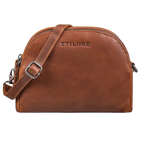 STILORD 'Mikasa' Kleine Umhängetasche Damen Leder Handtasche Vintage Ledertasche zum Umhängen Elegante Abendtasche Frauen Freizeittasche Echtleder, Farbe:sila - braun von STILORD