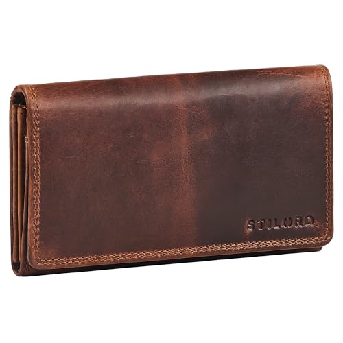 STILORD 'Mirella' Elegante Geldbörse Damen Leder Geldbeutel - Echtleder Portemonnaie viele Fächer Geldbeutel NFC & RFID Schutz - Schicke Damengeldbörse Extra Münzfach, Farbe:Kara - Cognac von STILORD