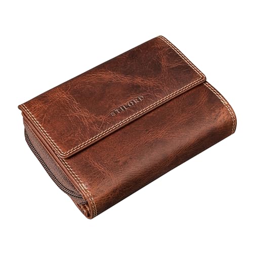 STILORD Monnie Elegantes Portemonnaie Damen Leder - NFC & RFID Blocker Geldbörse Damen Groß viele Fächer 18 Karten - Stylishe Brieftasche Frauen Geldbeutel in Geschenkbox Farbe:Salerno - braun von STILORD
