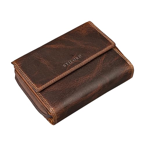STILORD Monnie Elegantes Portemonnaie Damen Leder - NFC & RFID Blocker Geldbörse Damen Groß viele Fächer 18 Karten - Stylishe Brieftasche Frauen Geldbeutel in Geschenkbox Farbe:luino - braun von STILORD