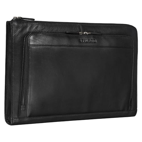 STILORD 'Murray' Laptophülle für Macbook 16 Zoll MacBooktasche Leder 15.6 Zoll Notebooktasche Sleeve Laptoptasche ideal als Aktentasche Dokumentenmappe, Farbe:schwarz von STILORD
