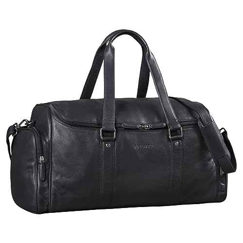 STILORD 'Myles' Vintage Reisetasche Herren Leder Weekender zum Umhängen Overnight Duffle Bag Großes Reisegepäck XL echtes Rindsleder, Farbe:schwarz von STILORD