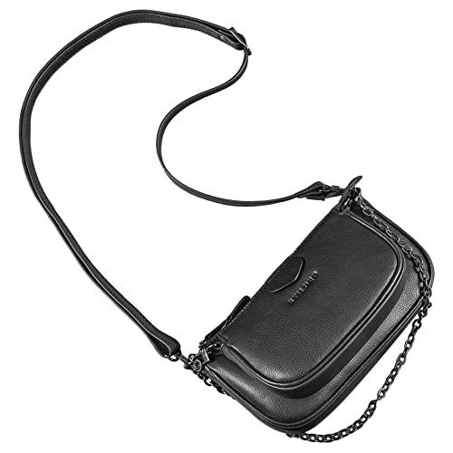 STILORD 'Nancy' Multi Tasche Damen Leder Kleine Crossbody Bag Multi Pochette Mehrzweck Umhängetasche Handtasche 2-in-1 Taschen Set Vintage Echtleder, Farbe:schwarz von STILORD