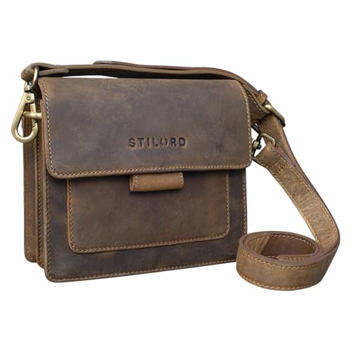 STILORD 'Naomi' Elegante Ledertasche Damen Umhängetasche Kleine Handtasche Clutch Vintage Schultertasche mit Gurt Echtleder, Farbe:mittel - braun von STILORD