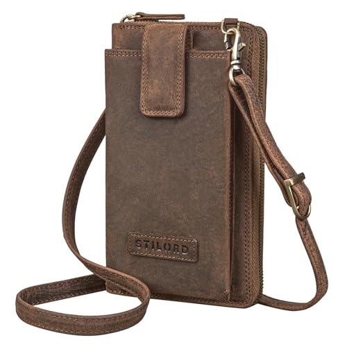STILORD 'Nelly' Geldbörse mit Handyfach Leder 3-in-1 Handytasche Umhängetasche Portemonnaie zum Umhängen Handy Umhängetasche Damen Vintage Echtleder, Farbe:kreta - braun STILORD 'Nelly' Geldbörse mit Handyfach Leder 3-in-1 Handytasche Umhängetasche Portemonnaie zum Umhängen Handy Umhängetasche Damen Vintage Echtleder, Farbe:kreta - braun von STILORD