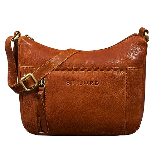 STILORD 'Nia' Damen Umhängetasche Klein Leder Handtasche Frauen zum Umhängen Vintage Kleine Geflochtene Lederhandtasche Lady Elegant Abendtasche Hand Tasche Echtleder, Farbe:texas - braun von STILORD