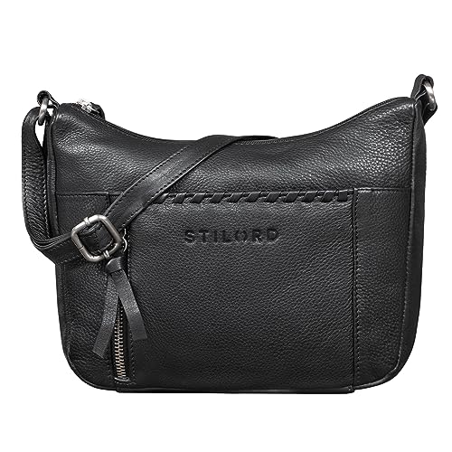 STILORD 'Nia' Damen Umhängetasche Klein Leder Handtasche Frauen zum Umhängen Vintage Kleine Geflochtene Lederhandtasche Lady Elegant Abendtasche Hand Tasche Echtleder, Farbe:schwarz von STILORD