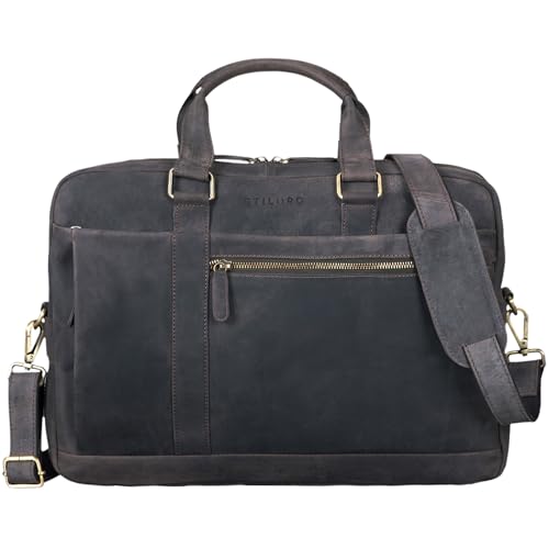 STILORD 'Nico' Große Businesstasche aus Hochwertigem Leder für 15.6 Zoll Laptop, Farbe:dunkel - braun von STILORD