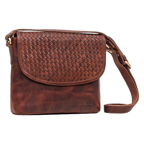 STILORD 'Nika' Crossbody Bag Damen Leder geflochten - Kleine Umhängetasche Vintage Boho Handtasche Mini Schultertasche für Festival Party Freizeit aus Echt Leder, Farbe:Porto - Cognac von STILORD