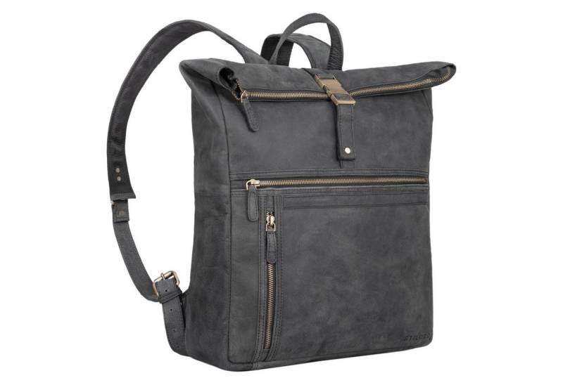 STILORD Notebook-Rucksack "Edmund" Rolltop Leder-Rucksack, 17 Zoll Laptop-Fach wasserdicht von STILORD