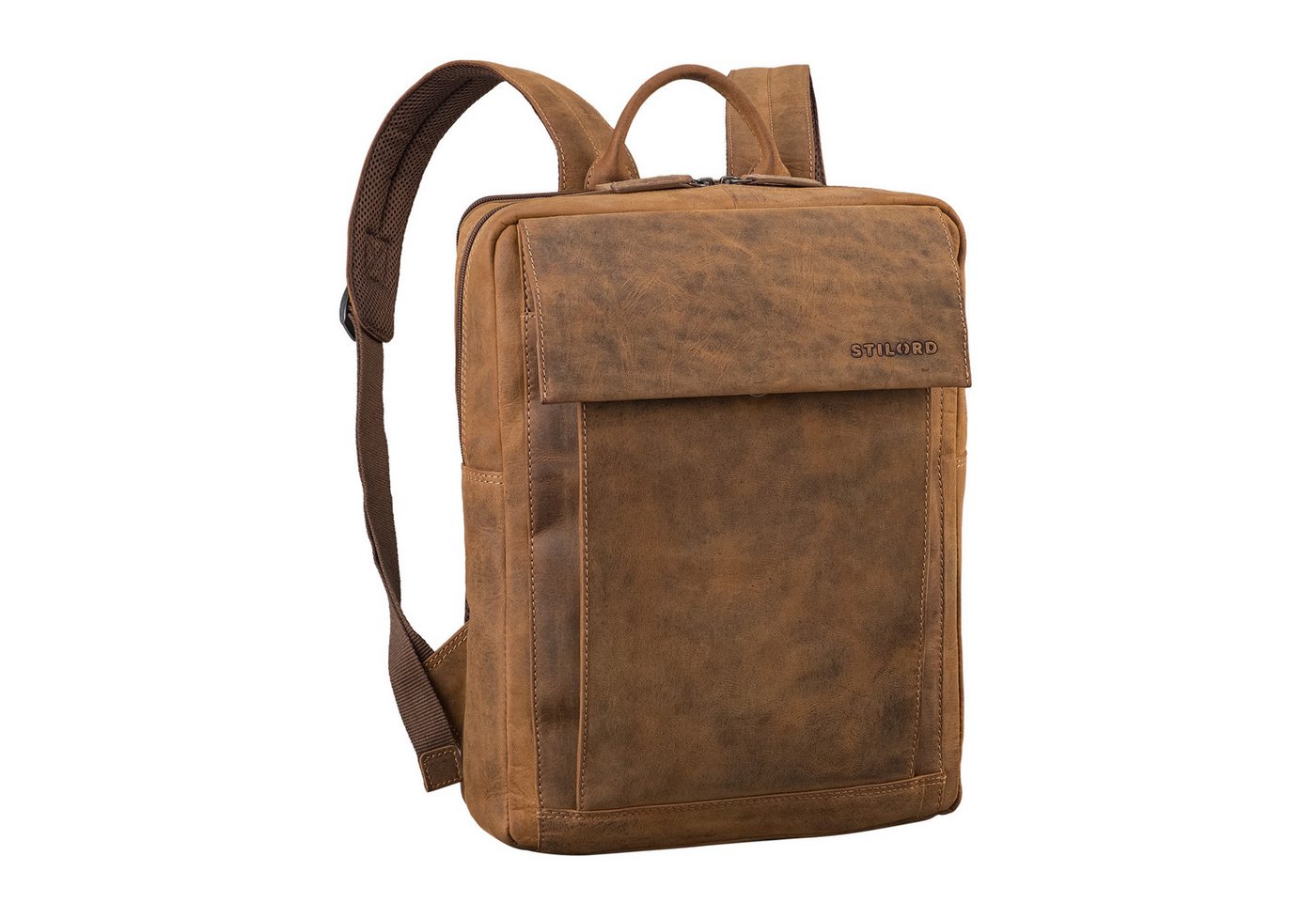 STILORD Notebook-Rucksack "Eliano" Echt Lederrucksack Damen Herren mit Laptopfach 15 - 16 Zoll von STILORD