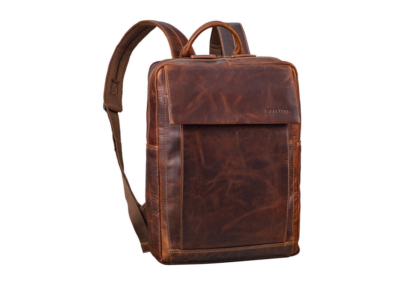 STILORD Notebook-Rucksack "Eliano" Echt Lederrucksack Damen Herren mit Laptopfach 15 - 16 Zoll von STILORD