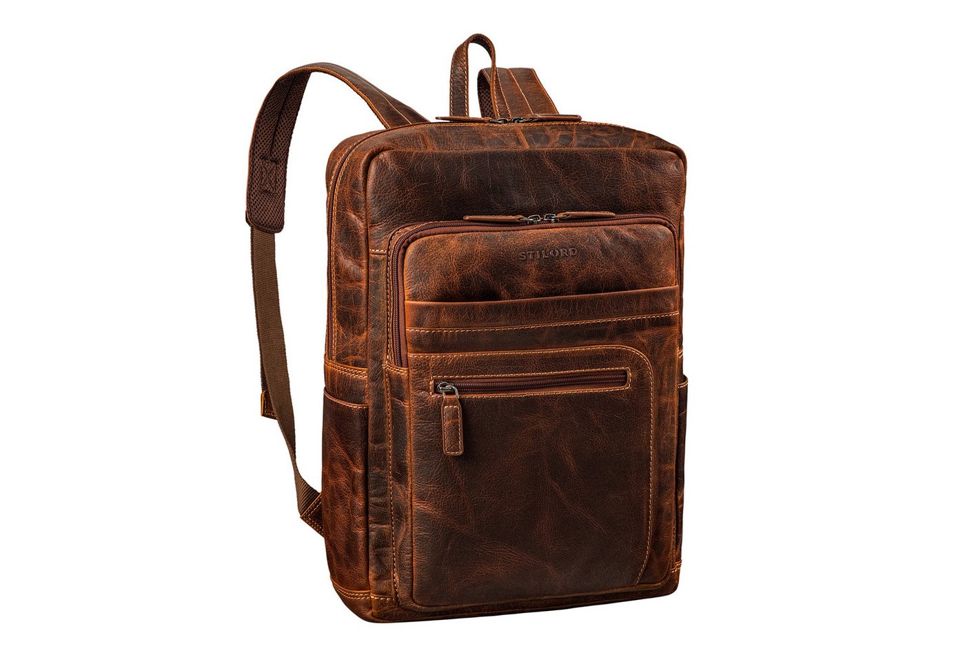 STILORD Notebook-Rucksack "Gilbert" Großer Leder Rucksack Herren & Damen Laptop 15 - 16 Zoll von STILORD
