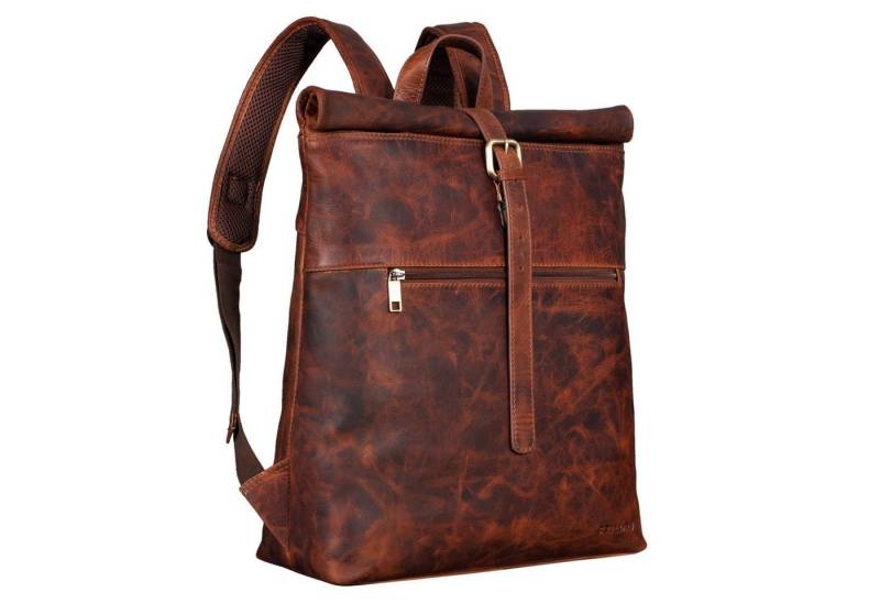 STILORD Notebook-Rucksack "Lance" Fahrradrucksack Leder Roll-Top Rucksack von STILORD