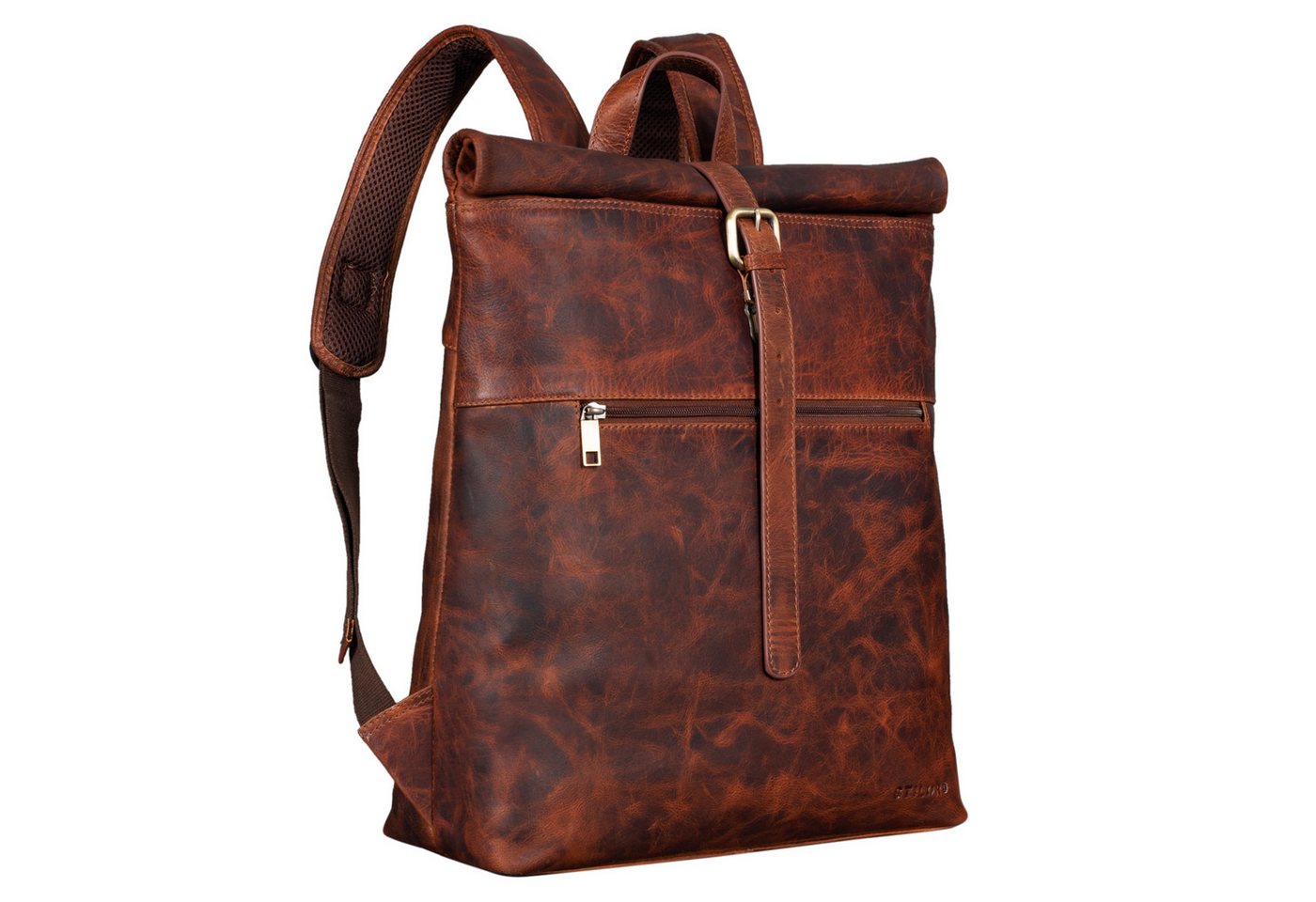 STILORD Notebook-Rucksack "Lance" Fahrradrucksack Leder Roll-Top Rucksack von STILORD