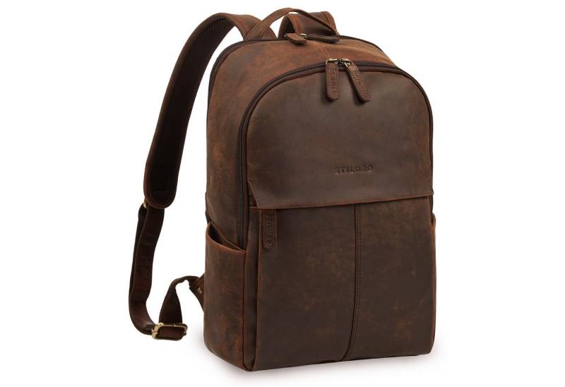 STILORD Notebook-Rucksack "Marino" Leder Rucksack Damen und Herren Laptopfach 13 - 14 von STILORD