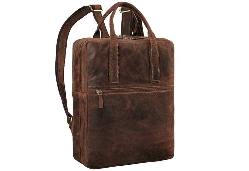 STILORD Notebookrucksack "Boris" Leder Business Rucksack mit Henkel von STILORD