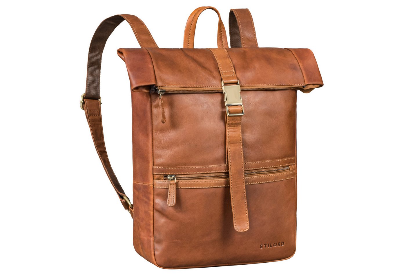 STILORD Notebookrucksack "Cairo" Vintage Kurierrucksack Rolltop Leder groß Herren von STILORD