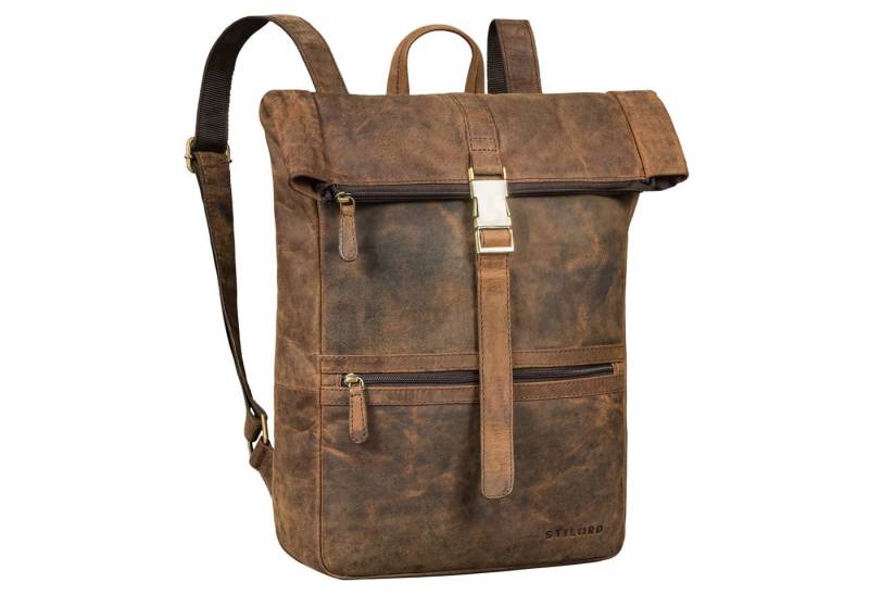 STILORD Notebookrucksack "Cairo" Vintage Kurierrucksack Rolltop Leder groß Herren von STILORD