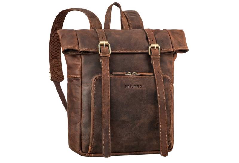 STILORD Notebookrucksack "Celio" Leder Rolltop Rucksack Damen & Herren 15,6 - 16 Zoll von STILORD