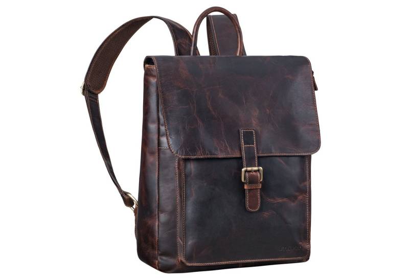 STILORD Notebookrucksack "Debbie" Großer Vintage Lederrucksack Damen mit Laptopfach 15.6 Zoll von STILORD