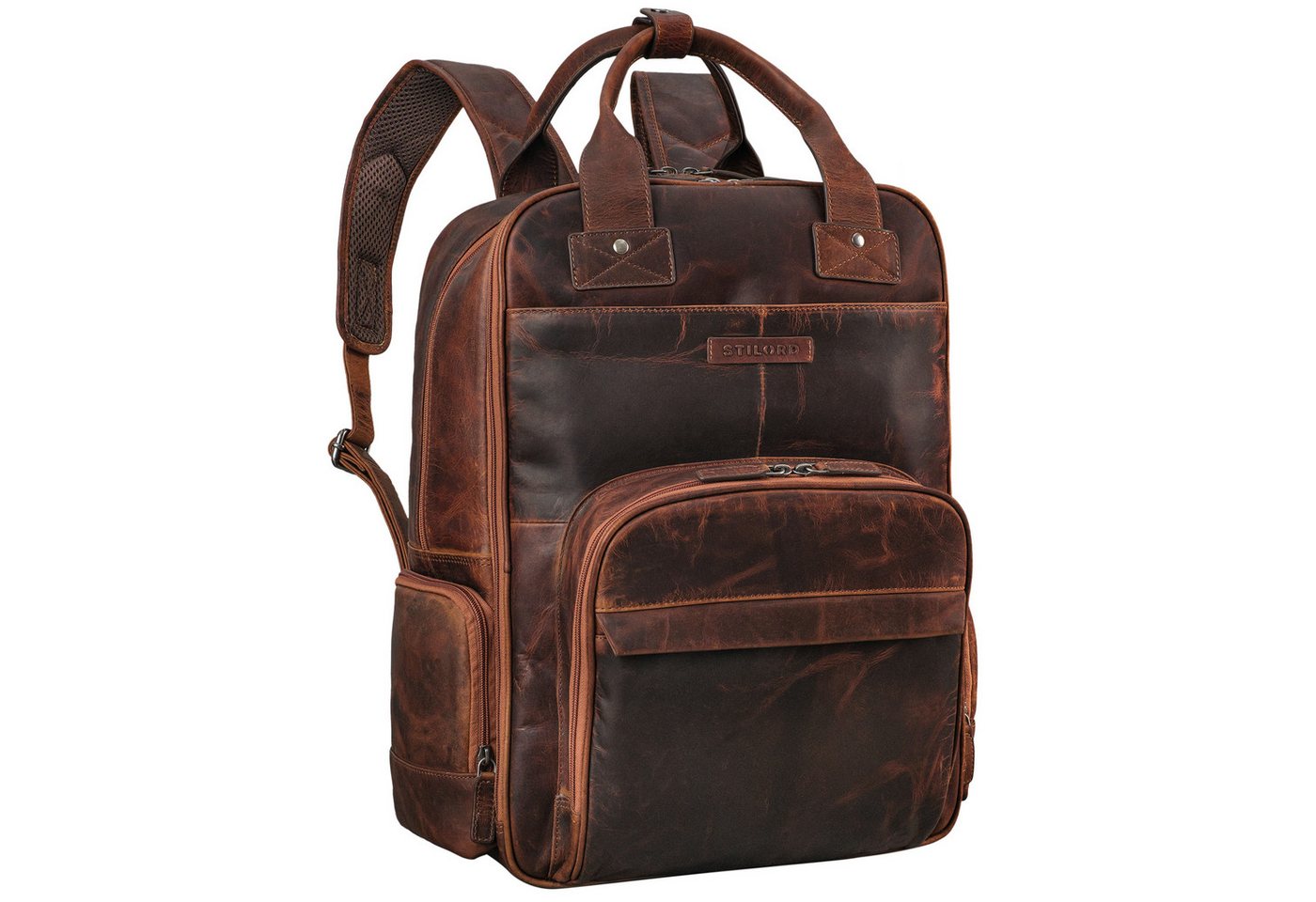 STILORD Notebookrucksack "Fiena" Lässiger Leder Wickelrucksack Groß von STILORD