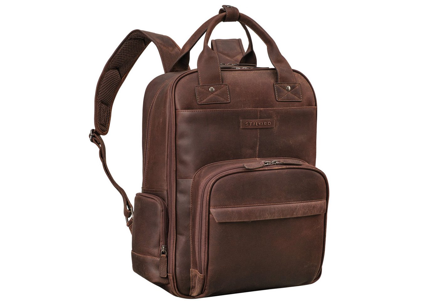 STILORD Notebookrucksack "Fiena" Lässiger Leder Wickelrucksack Groß von STILORD