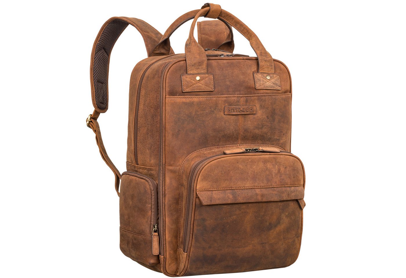 STILORD Notebookrucksack "Fiena" Lässiger Leder Wickelrucksack Groß von STILORD