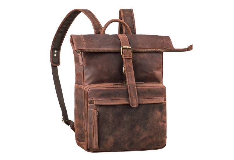 STILORD Notebookrucksack "Melvin" Echtleder Rolltop Rucksack Damen Herren Laptop 16 - 17 Zoll von STILORD