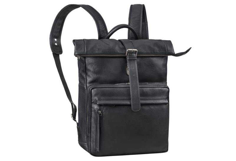 STILORD Notebookrucksack "Melvin" Echtleder Rolltop Rucksack Damen Herren Laptop 16 - 17 Zoll von STILORD