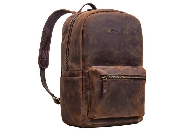 STILORD Notebookrucksack "Quincy" Lederrucksack mit Laptop-Fach 14 - 16 Zoll groß Leder Unisex von STILORD