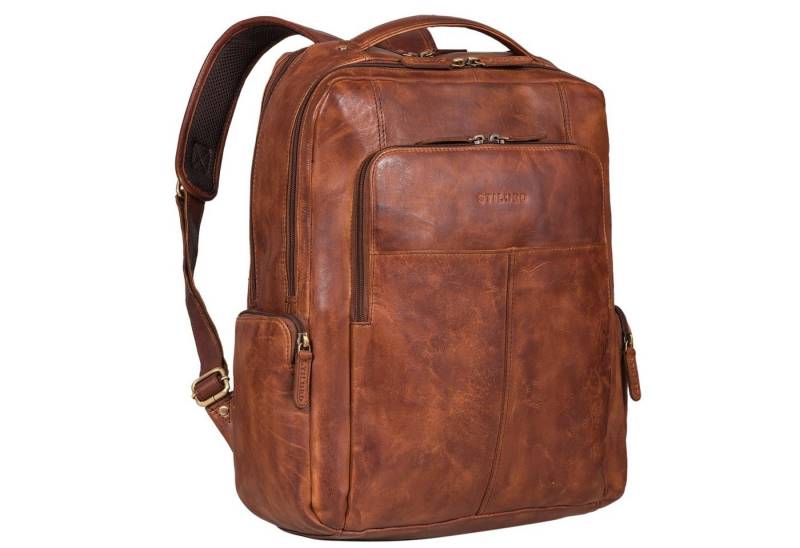 STILORD Notebookrucksack "Sigrid" Zeitloser Leder Rucksack mit Laptopfach 17 Zoll von STILORD