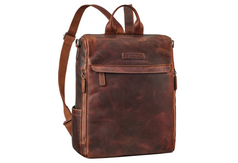 STILORD Notebookrucksack "Tarik" Diebstahlsicherer 2-in-1 Rucksack und Umhängetasche Leder von STILORD