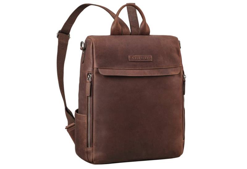 STILORD Notebookrucksack "Tarik" Diebstahlsicherer 2-in-1 Rucksack und Umhängetasche Leder von STILORD
