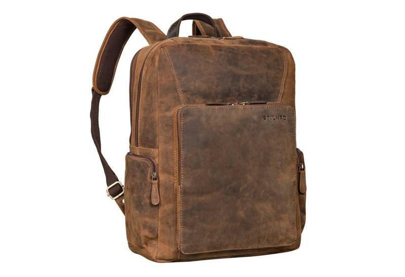 STILORD Notebookrucksack "Werner" Leder-Rucksack mit vielen Fächern Laptop-Fach 15 - 17 Zoll von STILORD