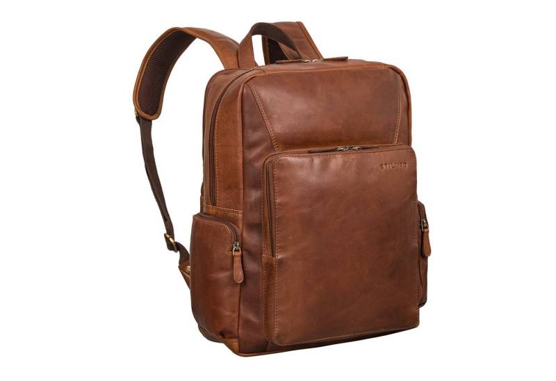 STILORD Notebookrucksack "Werner" Leder-Rucksack mit vielen Fächern Laptop-Fach 15 - 17 Zoll von STILORD