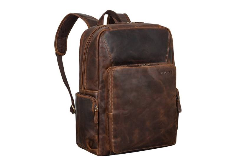 STILORD Notebookrucksack "Werner" Leder-Rucksack mit vielen Fächern Laptop-Fach 15 - 17 Zoll von STILORD