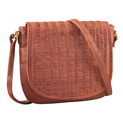 STILORD 'Nuria' Kleine Umhängetasche Damen Leder Handtasche Geflochten Schultertasche als Abendtasche und Freizeittasche Elegante Crossbody Bag Damen Echtleder, Farbe:arona - braun von STILORD