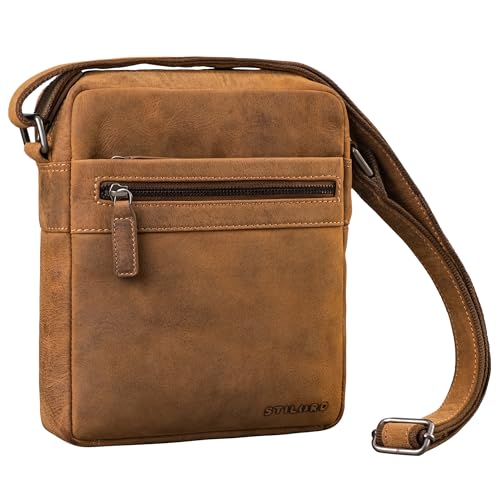 STILORD 'Oli' Umhängetasche Herren Leder Mittel-Groß - Leder-Tasche Herren Echtleder - Messenger-Bag mit vielen Fächern - Männer Schultertasche für Tablet 10 Zoll, Farbe:bergamo - braun von STILORD