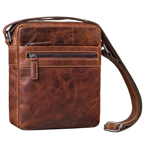 STILORD 'Oli' Umhängetasche Herren Leder Mittel-Groß - Leder-Tasche Herren Echtleder - Messenger-Bag mit vielen Fächern - Männer Schultertasche für Tablet 10 Zoll, Farbe:salerno - braun von STILORD