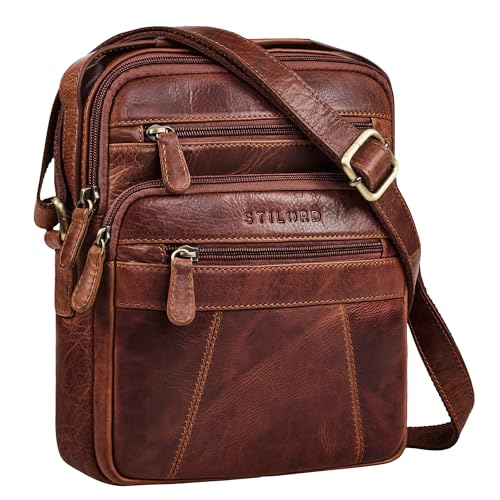 STILORD 'Omar' Umhängetasche Herren Klein Leder-Tasche Crossbody Bag Herrentasche zum Umhängen Schultertasche 8.4 Zoll Tablet Männerhandtasche Messenger Bag für Männer, Farbe:kara - cognac von STILORD
