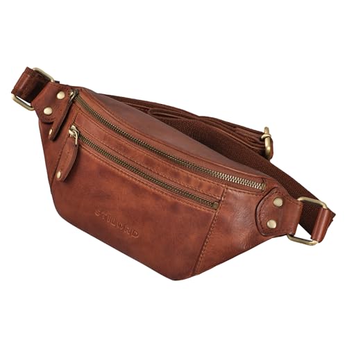 STILORD 'Orson' Bauchtasche aus echtem Leder Gürteltasche Hüfttasche Echtleder für Damen und Herren - Verstellbarer Gurt - diebstahlsicher und wasserabweisend, Farbe:Brandy - Cognac von STILORD